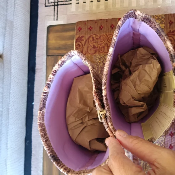 CLEARANCE SALE!! Orange and Brown Heeled Boots with Artistic Flair - Picture 7 of 12